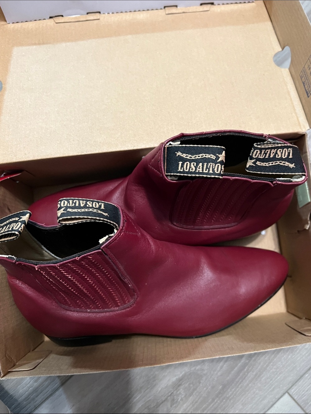 Los Altos Boots Genuine Leather Size 7.5 Western Wear Burgundy